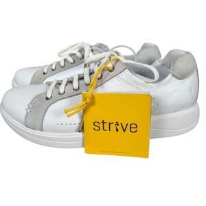 Strive Dakota White Leather Suede Comfort Sneakers Shoes Womens US 8 EU 39 NEW